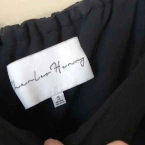 NEW Charles Henry Off the Shoulder Ruffle Black Mini Dress - Picture 5 of 6